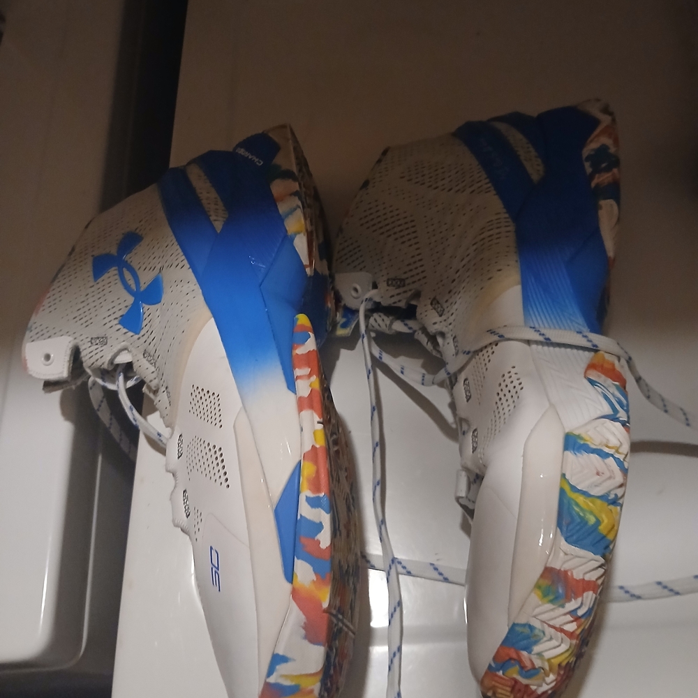 Under Armour Kids' Blue and White Athletic Shoes - Picture 3 of 7